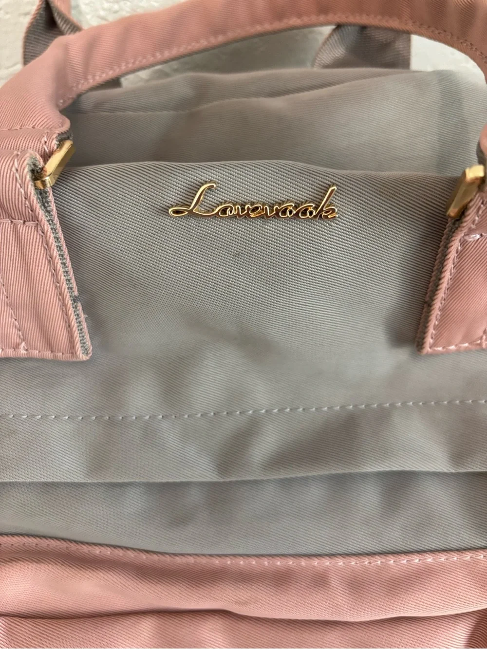 Two-Tone Pink and Taupe Women’s Backpack Purse with built in charging ports